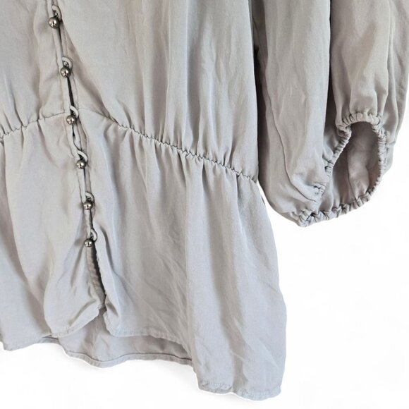 Banana Republic Womens 100% Silk Gray Pearl Button-Front Blouse Small - Picture 5 of 8